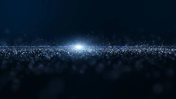 Αφηρημένο μπλε χρώμα ψηφιακά σωματίδια κύμα με τη σκόνη και το φως β — Φωτογραφία Αρχείου