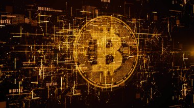 Dijital siber alemde Bitcoin para birimi işareti, İş ve Techno