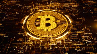 Dijital siber alemde Bitcoin para birimi işareti, İş ve Techno
