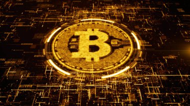 Dijital siber alemde Bitcoin para birimi işareti, İş ve Techno