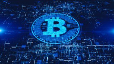 Dijital siber alemde Bitcoin para birimi işareti, İş ve Techno