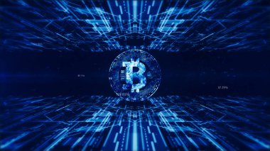 Dijital siber alemde Bitcoin para birimi işareti, İş ve Techno