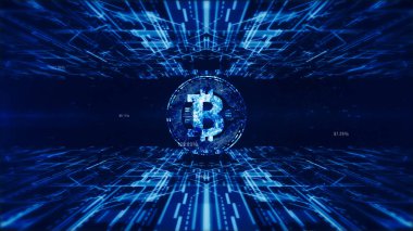 Dijital siber alemde Bitcoin para birimi işareti, İş ve Techno