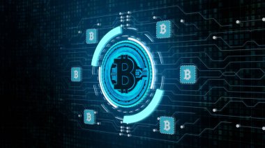 Dijital siber alemde Bitcoin para birimi işareti, İş ve Techno