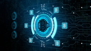 Dijital siber alemde Bitcoin para birimi işareti, İş ve Techno