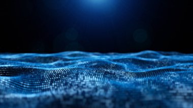 Soyut Mavi Renk Dijital Parçacıklar