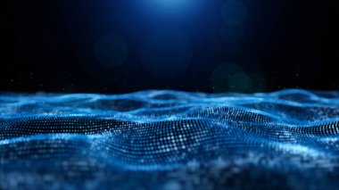 Soyut Mavi Renk Dijital Parçacıklar