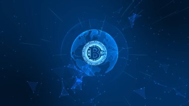 Dijital Cyberspace Bitcoin Cryptocurrency. Teknoloji Ağı