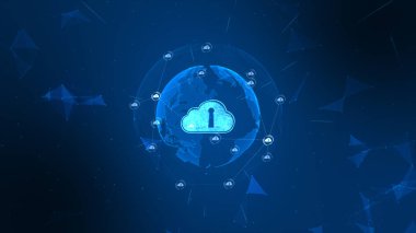 Güvenli küresel ağ. Dijital bulut bilgi işlem siber güvenlik co