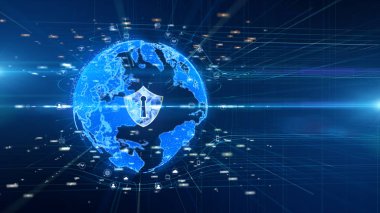 Güvenli küresel ağda Kalkan simgesi , Dijital Veri Ağı Conn