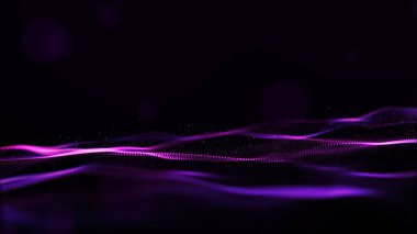 Bokeh ve ligh ile soyut mor renk dijital parçacıklar dalga