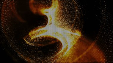 Soyut altın rengi dijital parçacıklar akış arka plan