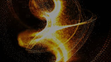 Soyut altın rengi dijital parçacıklar akış arka plan