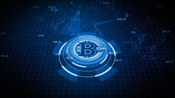 Bitcoin currency sign in digital cyberspace, Business and Techno