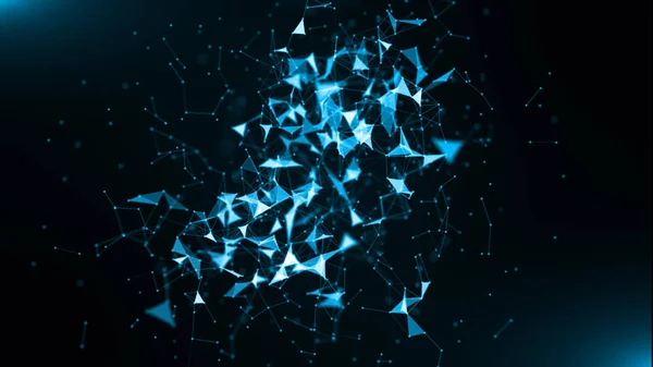 Blue Abstrat Geometrie und Technologie Datennetzwerkkonzept Backg — Stockfoto