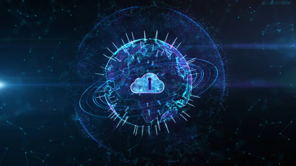 Sicurezza della sicurezza informatica del cloud di cloud computing digitale sicura — Foto Stock