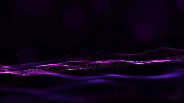 Abstract purple color digital particles wave with bokeh and ligh — Stock Photo, Image