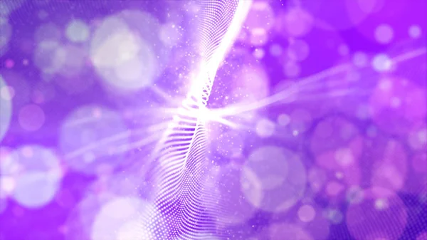 Rezumat violet culoare particulele digitale val cu bokeh backgrou — Fotografie, imagine de stoc