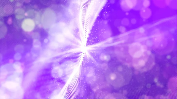 Abstracto color púrpura partículas digitales de onda con bokeh backgrou —  Fotos de Stock