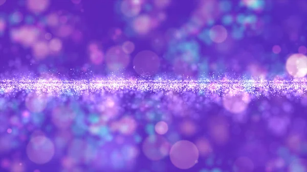 Abstract purple color digital particles with bokeh background