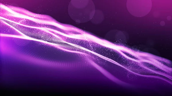 Color púrpura abstracto. las partículas digitales del ciberespacio ondean con b —  Fotos de Stock