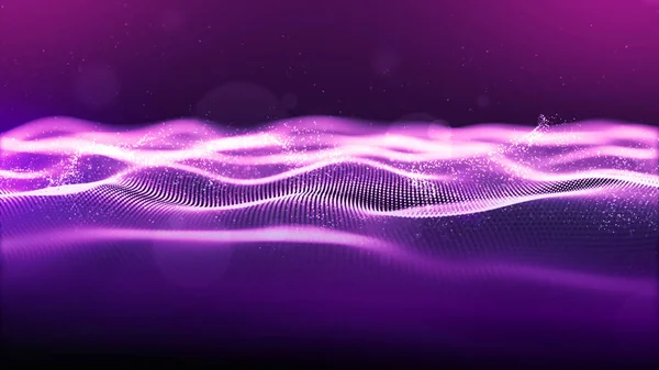 Absztrakt lila szín. digitális Cyber tér részecskék hullám b — Stock Fotó