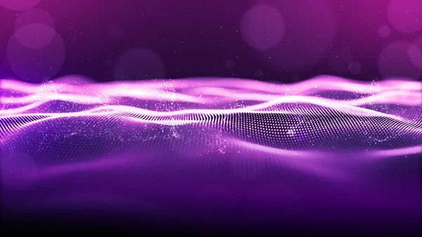 Absztrakt lila szín. digitális Cyber tér részecskék hullám b — Stock Fotó