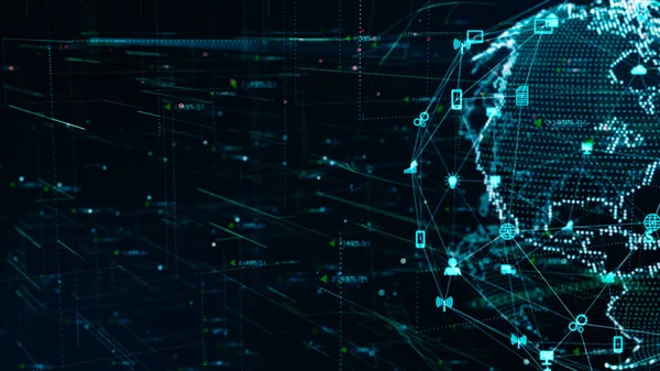 Technologie Netzwerkdatenverbindung, digitales Netzwerk und Cyber-Sicherheit — Stockfoto