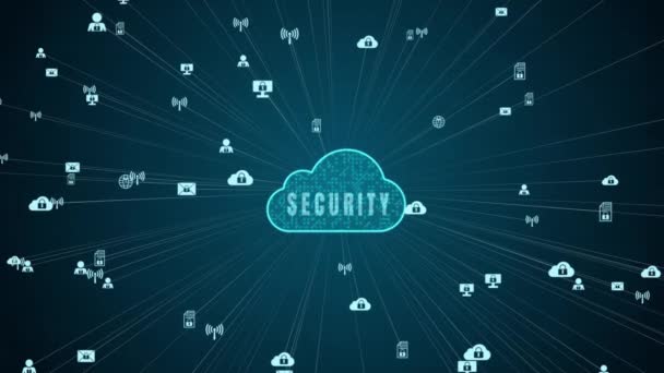 Biztosít Adat Hálózat Digitális Felhő Kiszámítható Cyber Biztonság Fogalom — Stock videók