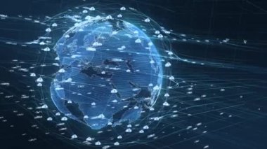 Güvenlik dijital veri ve bilgi teknolojisi ağ veri bağlantısı kavramsal fütüristik. Nesnelerin Interneti Iot büyük veri bulut bilgi işlem