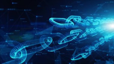 Alan derinliği, Ağ Zinciri Bağlantıları Bağlantıları, Kripto para bağlantılı ve Dijital teknoloji ağı soyut arka plan kavramı.