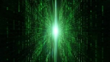 Soyut dijital matris parçacıkları akışı, Dijital veri bağlantısı, Teknoloji kavramı arka plan.