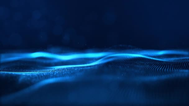 couleur bleue numérique particules onde flux abstrait mouvement arrière-plan 