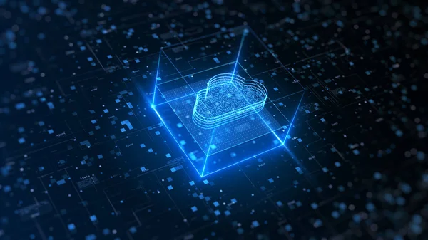 Hi tech Cloud bilgisayar ve siber güvenlik. Dijital veri ağı koruması. Yüksek hızlı bağlantı veri analizi. Teknoloji veri ikili kod şebekesi taşımacılığı. Gelecekteki teknoloji dijital arkaplan.
