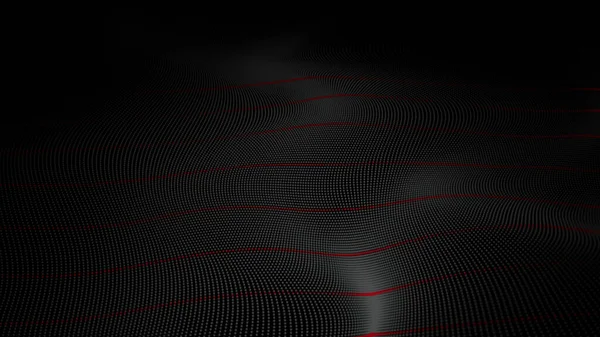 Digital particles wave flow on black background, Digital cyberspace abstract background