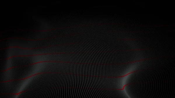 Digital particles wave flow on black background, Digital cyberspace abstract background