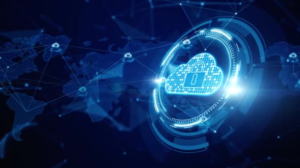 Digitale Cloud Computing Cyberbeveiliging Bescherming Van Digitale Datanetwerken Toekomstige Technologie — Stockvideo