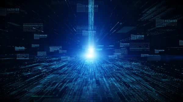 Digitaler Cyberspace Mit Partikeln Und Digitalen Datennetzwerken Zukünftiges Hintergrundkonzept — Stockfoto