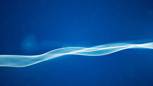 Blaue Farbe Digitale Teilchen Wellenfluss Mit Bokeh Digitaler Cyberspace Abstrakter — Stockfoto