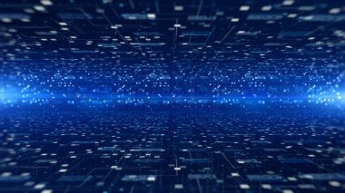 Dijital siber uzay fütüristik, dijital veri matrisi akışı ve ışıklandırma, 5g yüksek hızlı bağlantı veri analizi süreci soyut arkaplan.