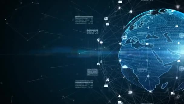 Teknoloji Ağı Veri Bağlantısı Dijital Veri Ağı Siber Güvenlik Konsepti — Stok video