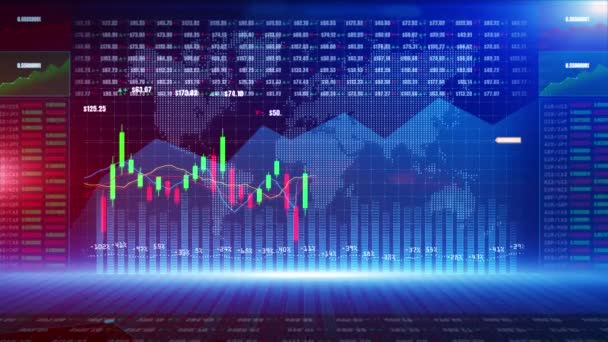 数字股票市场或外汇交易图和适于金融投资的烛台图 商业背景概念的金融投资趋势 — 图库视频影像