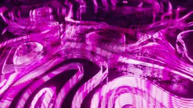 Üç boyutlu güzel pembe çizgi dalgası ve yerde bir yansıma. Hareket soyut arkaplan
