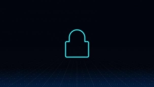 Icono Bloqueo Seguridad Cibernética Protección Digital Redes Datos Análisis Datos — Vídeo de stock