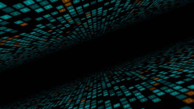 3D binary code digital tunnel with glowing blue and orange numbers, perfect for technology, data science, AI, and cybersecurity content. 3d Rendering