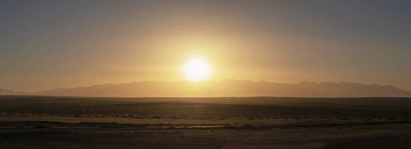 A panorama of helan mountain at sunrise.