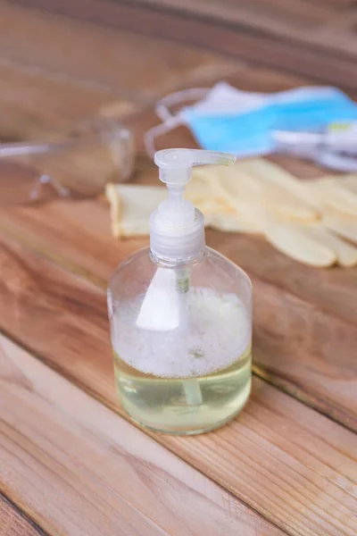 Close Hand Sanitizer Table — Stock Photo, Image
