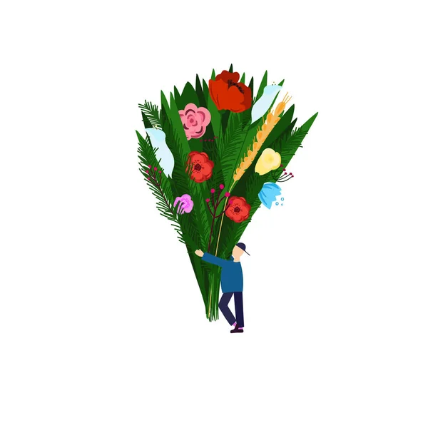 Buket çiçek karikatür tarzı. Handdrawn vektör çizim için kartpostal, poster