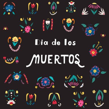 Dia De Los Muertos Ölüler Günü. Poster, afiş, kart için çizim.