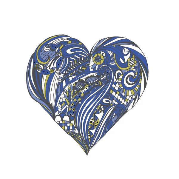 Coração de doodle desenhado à mão para web site, cartão de saudação e Valentine —  Vetores de Stock